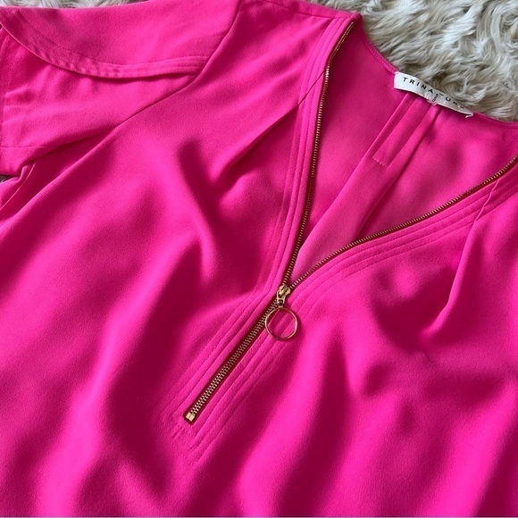 TRINA Turk Hot Pink Taliah Zipper Front Short Sleeve Dress - Picture 4 of 9